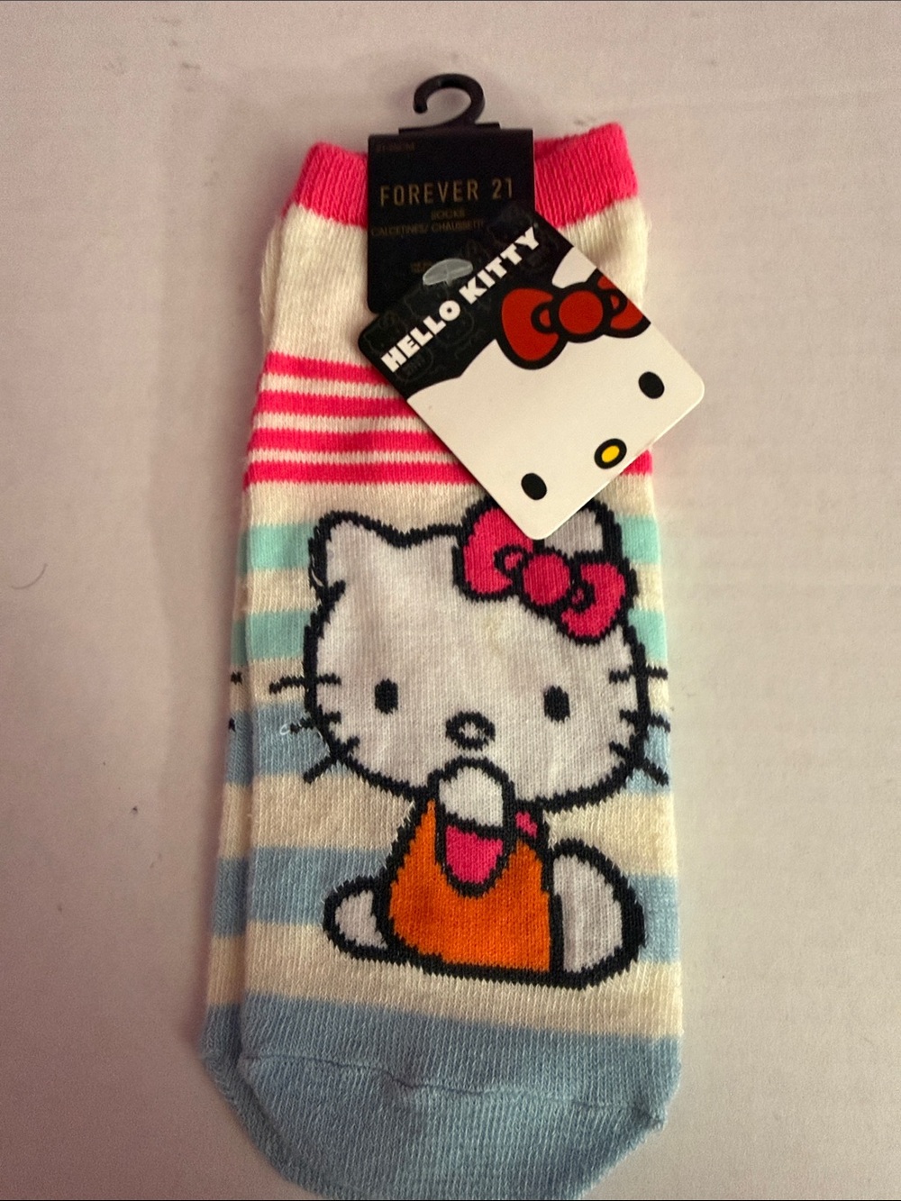 Forever 21 Hello Kitty Kids Crew Socks - Pink, Blue, White, Orange